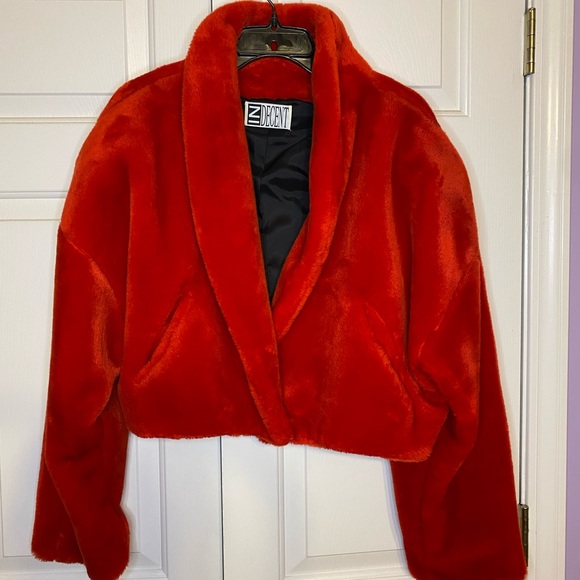 Deep Red Faux Fur Bolero Jacket 